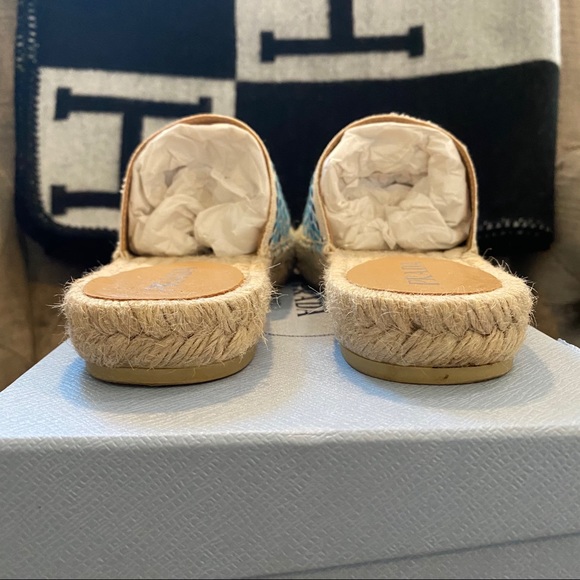 Prada Embroidered Logo Espadrille Mule Flats - Picture 8 of 10